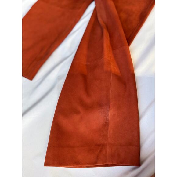 Vince Pants Size 6 Fall Culottes Suede Wide Leg Cropped in Brick Red Orange - Picture 15 of 16